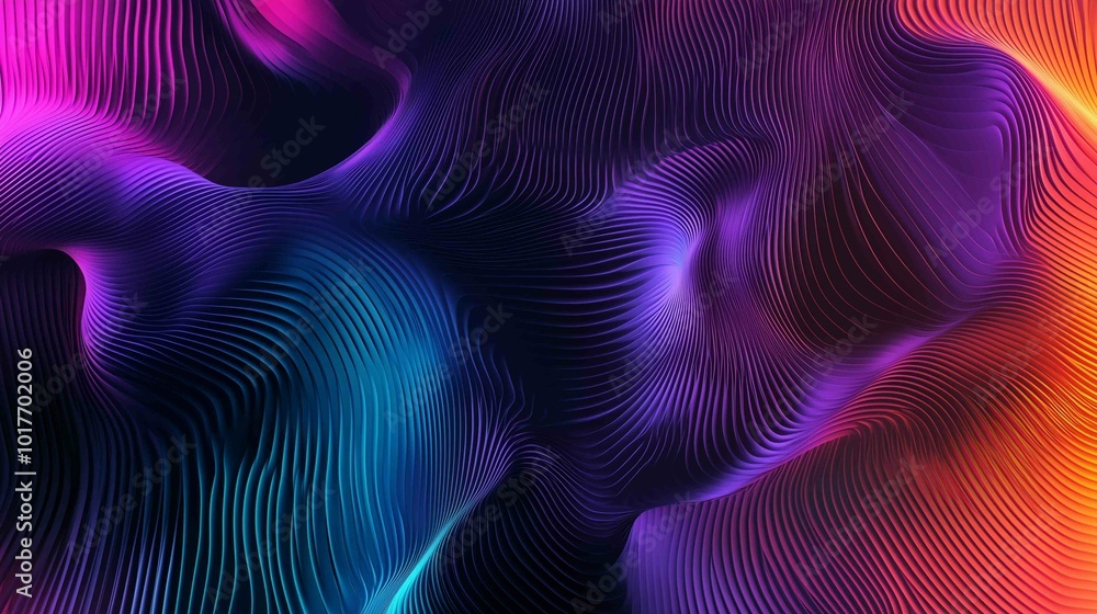 Abstract background made of Black 3D Undulating lines. Multicolored 3D Render with copy-space.
Abstract background made of Black 3D Undulating lines. Multicolored 3D Render with copy-space.