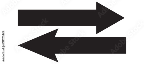 Straight long right vector arrow icon. Horizontal dual long straight arrow. Dual sign. Transfer icon. Exchange arrow icon. Cryptocurrency, stock and forex investment trading analysis symbol