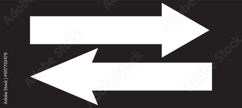 Straight long right vector arrow icon. Horizontal dual long straight arrow. Dual sign. Transfer icon. Exchange arrow icon. Cryptocurrency, stock and forex investment trading analysis symbol