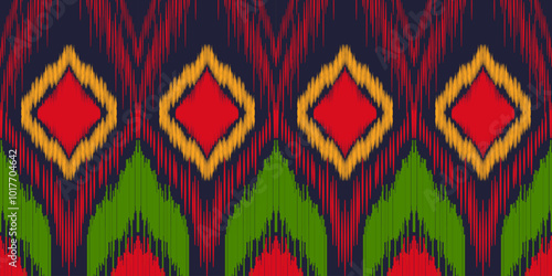 Ethnic ikat seamless pattern.beautiful pattern. folk embroidery,bohemian style,aztec geometric art print.ethnic ikat abstract art.Seamless fabric. Ikat design for fabric, carpet, wallpaper, clothing.	