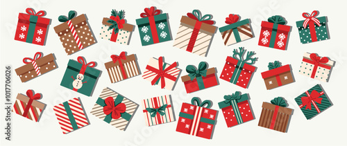 Christmas Gift Box Decorations Collection Cartoon Sticker Bundle