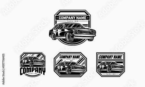 Black and White Vintage Car Logo Designs