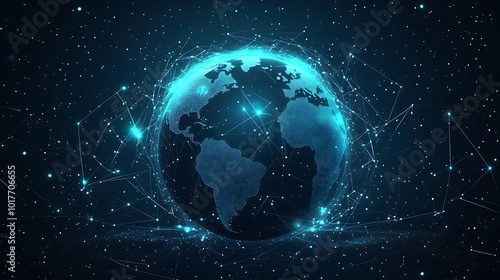 A digital rendering of the Earth surrounded by glowing lines and points of light, representing the interconnectedness of the world.