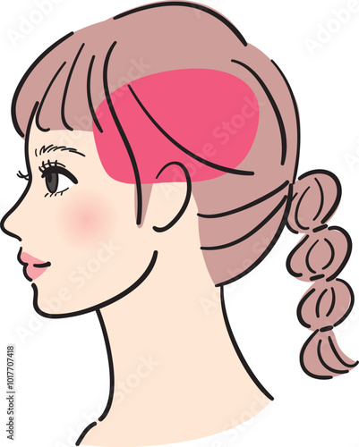 横顔の若い女性　側頭筋