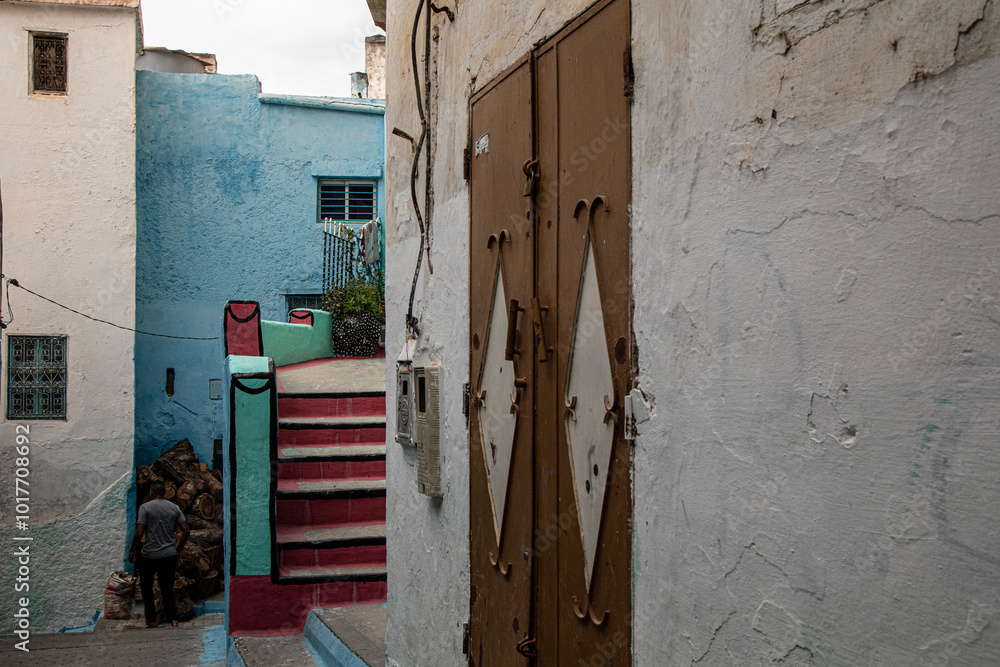Fototapeta premium old colored wall in morocco