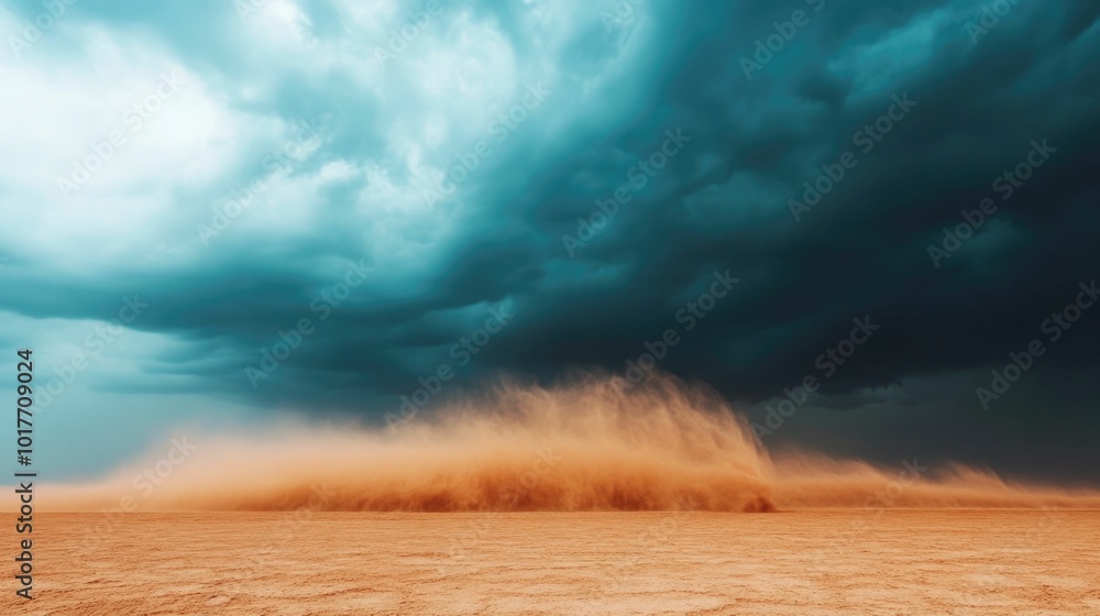 Intense windstorm blowing sand and dust across a desolate desert landscape creating a harsh and turbulent scene with a deep depth of field and dramatic atmospheric elements Intense windstorm blowing sand and dust across a desolate desert landscape creating a harsh and turbulent scene with a deep depth of field and dramatic atmospheric elements