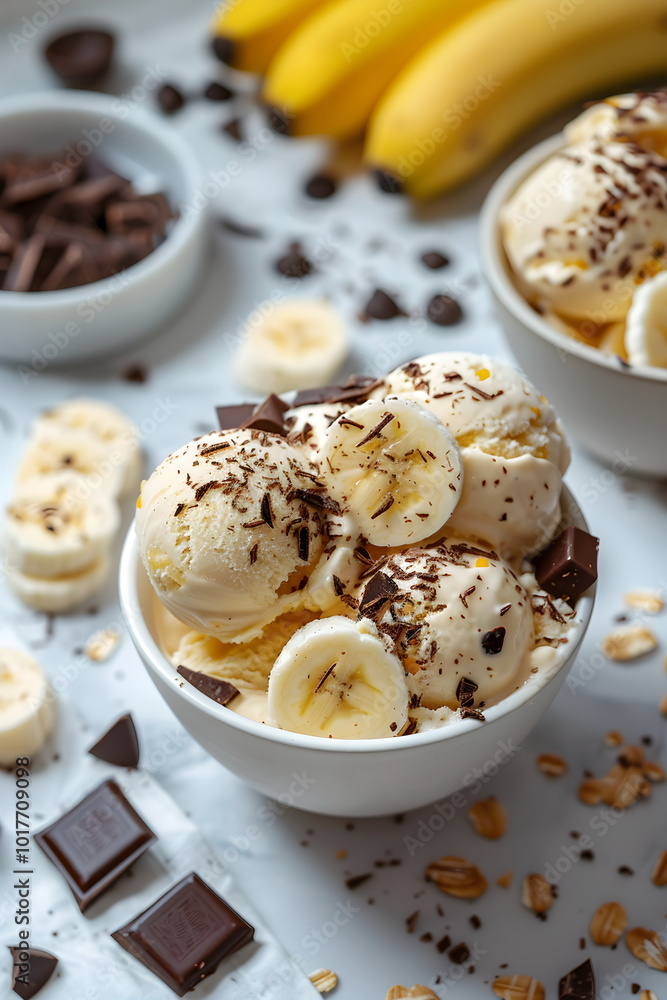 Delicious Banana Ice Cream with Chocolate Slices Delicious Banana Ice Cream with Chocolate Slices