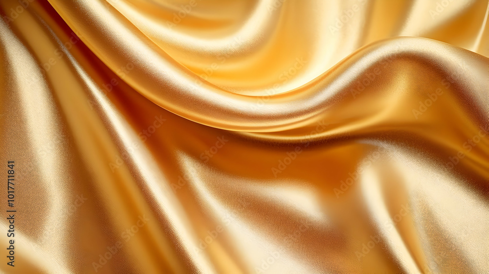 Fototapeta premium Golden Silk Fabric Drape.
