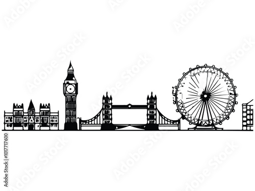 London skyline line art