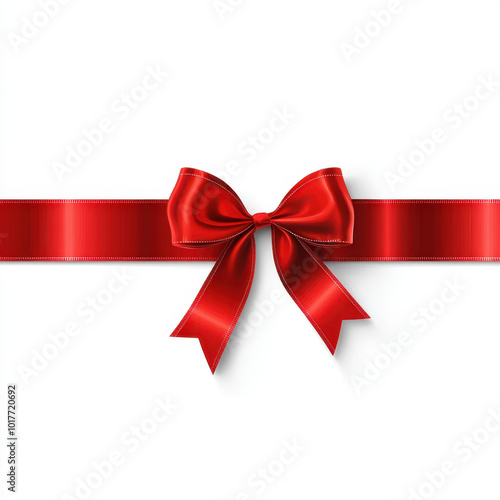 vibrant red holiday ribbon with beautiful bow, perfect for festive decorations and gift wrapping. This elegant ribbon adds cheerful touch to any celebration