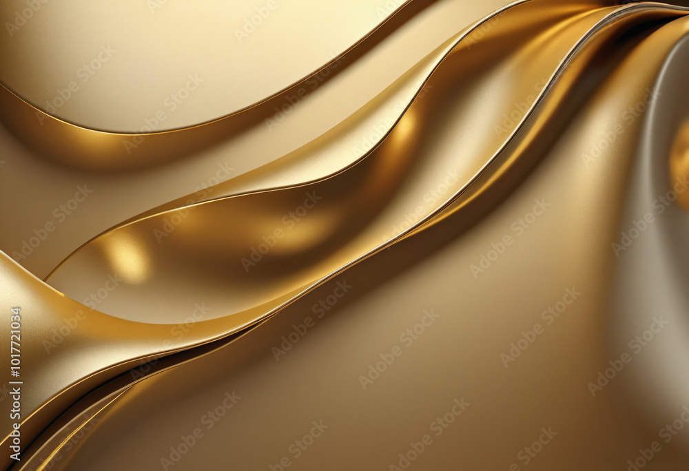 Obraz premium Gold background with abstract design, 3D illustration with gold wavy lines. Perfect stylish wallpaper, background