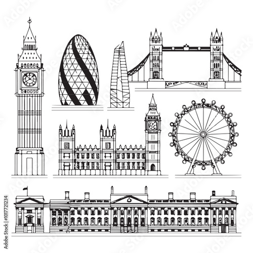 London skyline line art