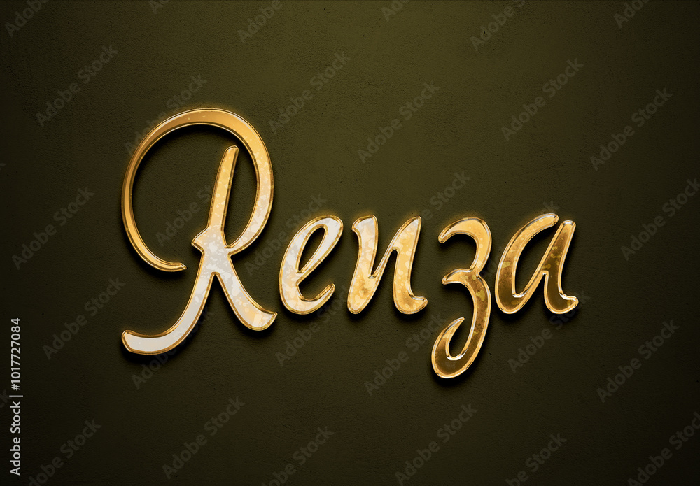 Old gold text effect of futuristic name Renza with 3D glossy style ...