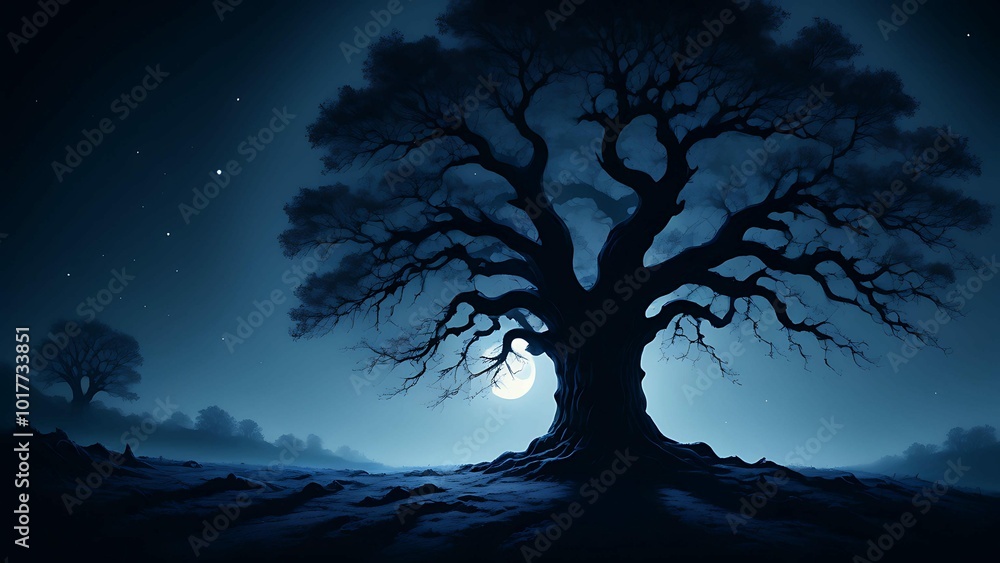 tree and moon tree and moon