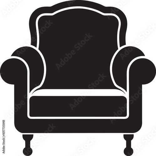 Armchair icon silhouette vector art illustration