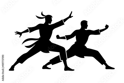 Martial Arts Silhouettes | vector silhouette illustration on white background