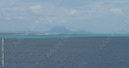 Raiatea, Society Islands, French Polynesia.View from the sea. photo