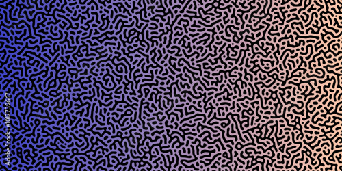 Abstract Reaction-diffusion Turing pattern natural texture purple gradient color scheme. Linear design with biological algorithm psychedelic background. Reaction-diffusion or truing patter