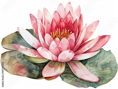 Watercolor clipart of a serene lotus flower single object