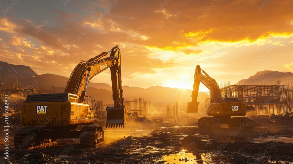 The Excavators at Sunset