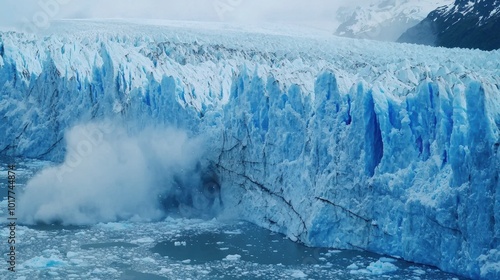 Dramatic Crumbling Glacier in Icy Arctic Wilderness Landscape