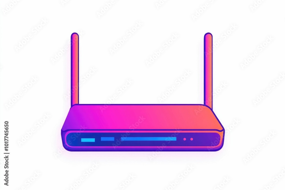 Minimalistic icon design featuring a wireless router modem and signal symbols grouped together showcasing the essential elements of digital communication and connectivity in a clean Minimalistic icon design featuring a wireless router modem and signal symbols grouped together showcasing the essential elements of digital communication and connectivity in a clean