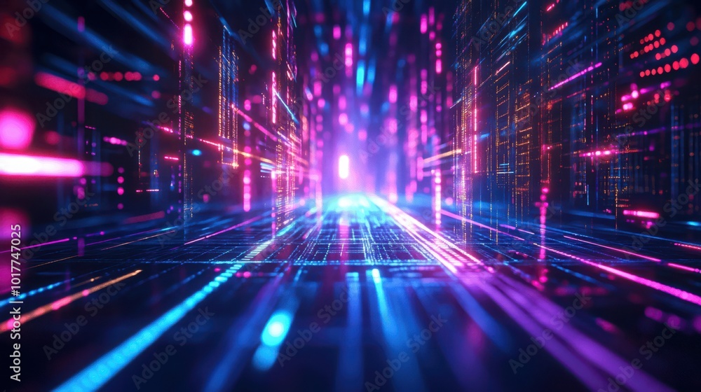 A futuristic 3D abstract techno illustration featuring a mystica A futuristic 3D abstract techno illustration featuring a mystica
