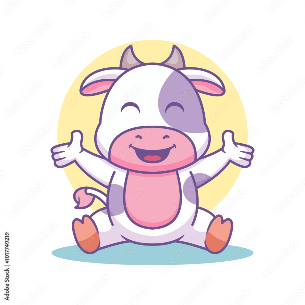 Happy Cow Illustration using modern style vector view Happy Cow Illustration using modern style vector view
