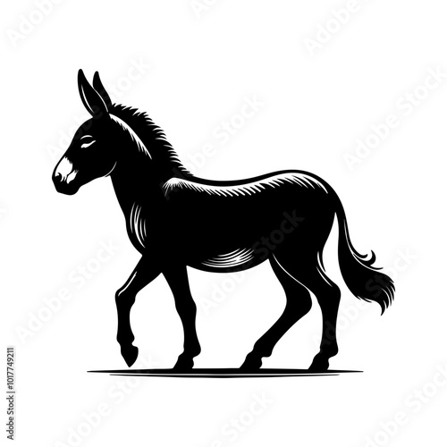 Donkey emblem, black isolated silhouette
,black donkey silhouette vector illustration on white background,Head of a donkey. A donkey head creative logo Icon, silhouette vector artwork illustration,