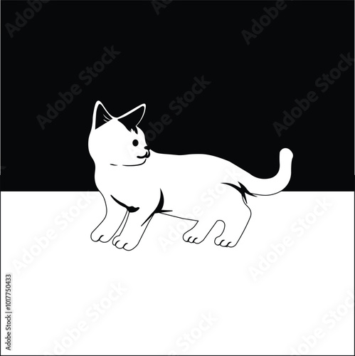 Cat Line Art Illustrations for Kids Coloring Books, Cat Clipart Coloring Pages, Cat Elements for Design and logo, Outline Illustrations for Print and digital
