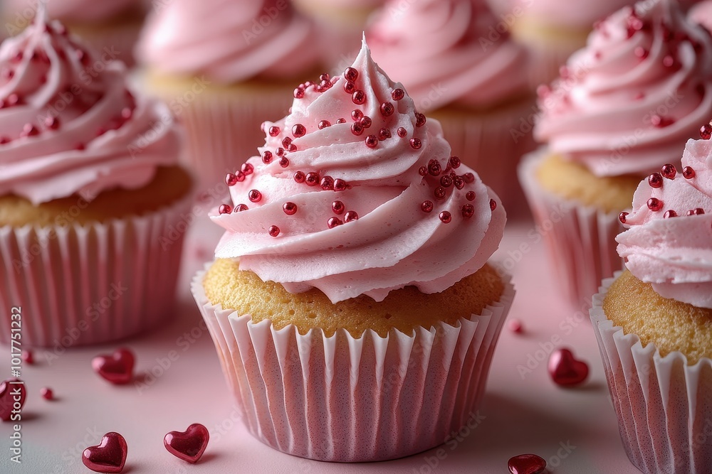 Pattern of Cupcakes with Pink Frosting and Red Sprinkles on Pastel Background for Valentine's Day Celebration – High-Resolution Photo
Pattern of Cupcakes with Pink Frosting and Red Sprinkles on Pastel Background for Valentine's Day Celebration – High-Resolution Photo