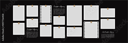 Pictures or photos frame collage. comics page grid layout abstract photo frames and digital photo wall template