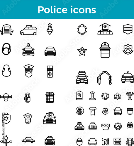 Police Icon Line Law Enforcement Icon Badge Icon Officer Icon Patrol Icon Security Icon Vector