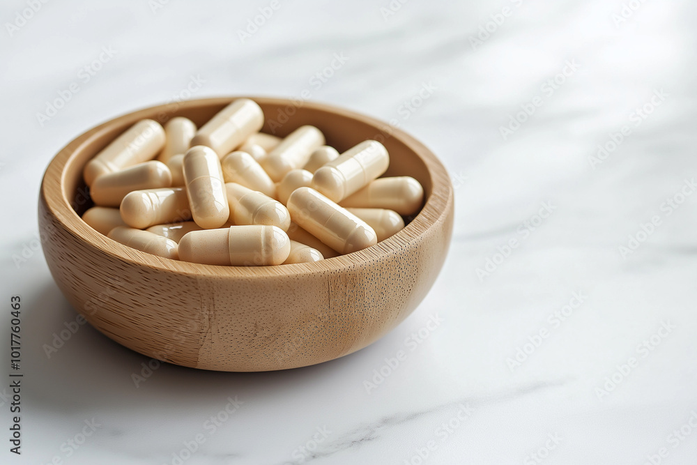 Wooden bowl full of different pills and capsules on marble table. Vitamins and minerals, superfood, dietic supplements, healthy diet. Medicine, healthcare, pharmaceuticals, health and wellness Wooden bowl full of different pills and capsules on marble table. Vitamins and minerals, superfood, dietic supplements, healthy diet. Medicine, healthcare, pharmaceuticals, health and wellness