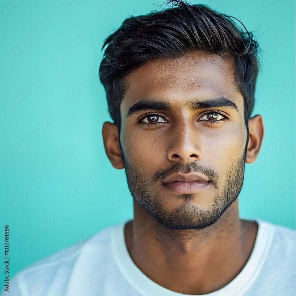 Obraz premium A young professional indian man portrait profile picture with soft color background.