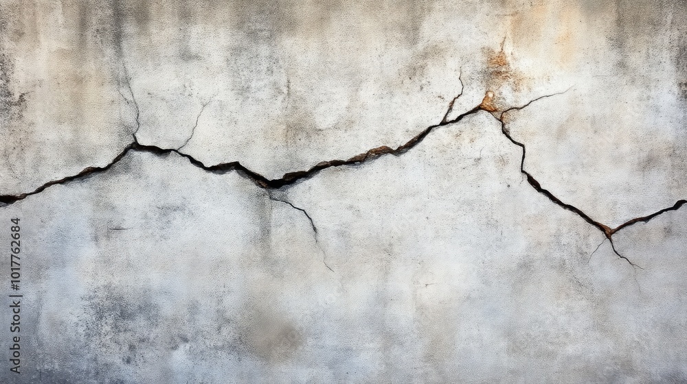 Obraz premium Structural Integrity Compromised: Cracks in Concrete Detail