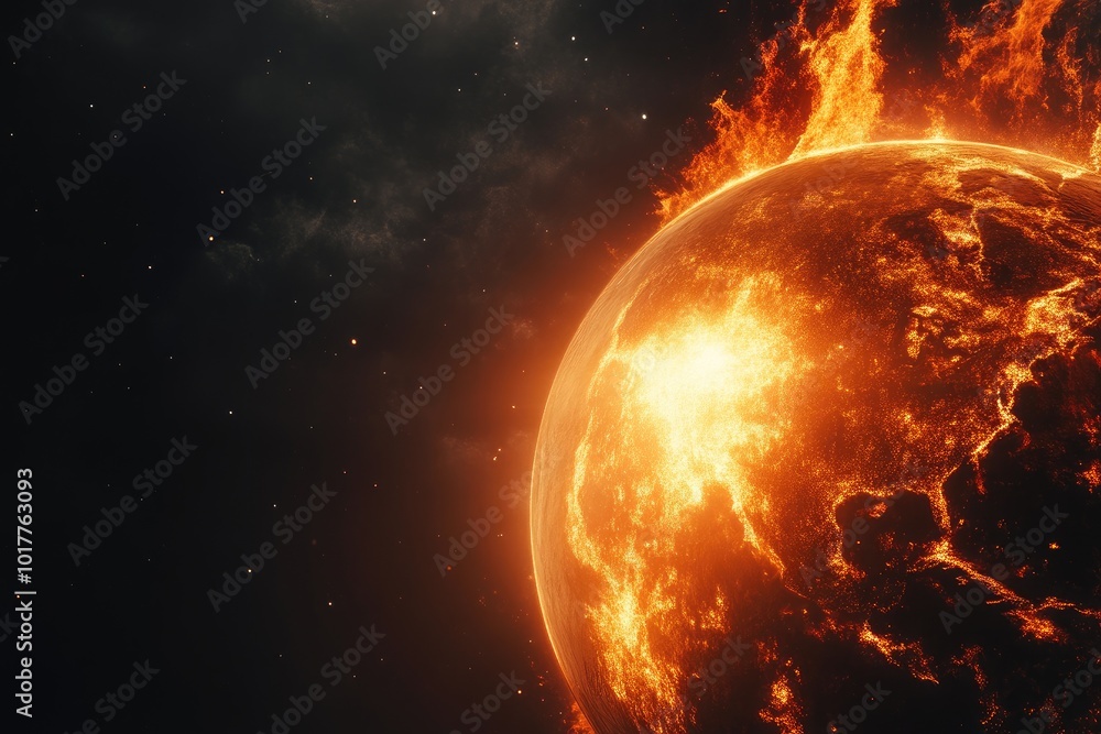 Fototapeta premium Dramatic Solar Eruption Heating the Surface of Earth