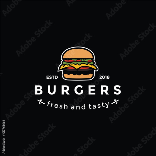 creative burger logo design vector template