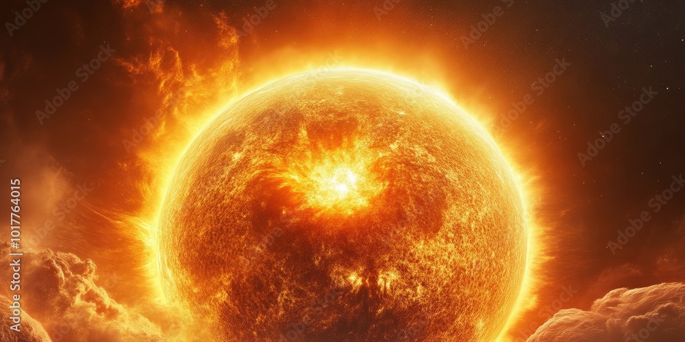 Obraz premium Dramatic Solar Eruption Against a Black Backdrop