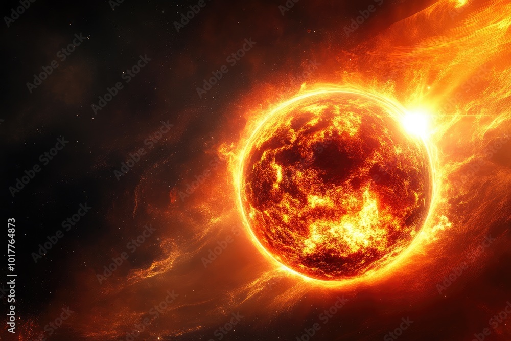 Obraz premium Eruption of Heat: The Fiery Dance of the Sun and Earth