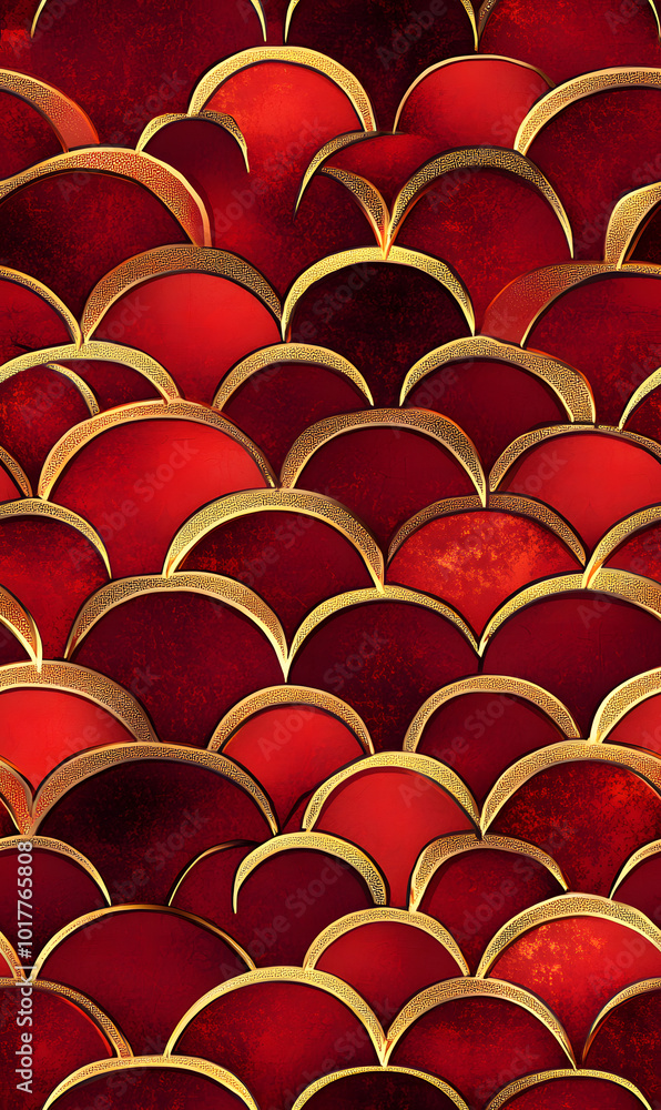 Fototapeta premium Chinese-inspired doodle tile seamless patterns in an illustrator graphic style
