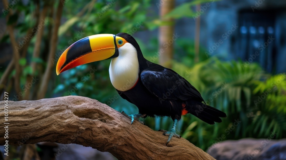 Fototapeta premium Vibrant Toucan Perched on a Branch