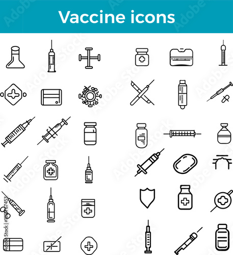 Vaccine Icon Line Immunization Icon Shot Icon Healthcare Injection Icon Vaccine Syringe Icon Vector