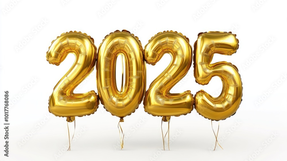 Stylish Golden '2025' Balloon Number Art Stylish Golden '2025' Balloon Number Art