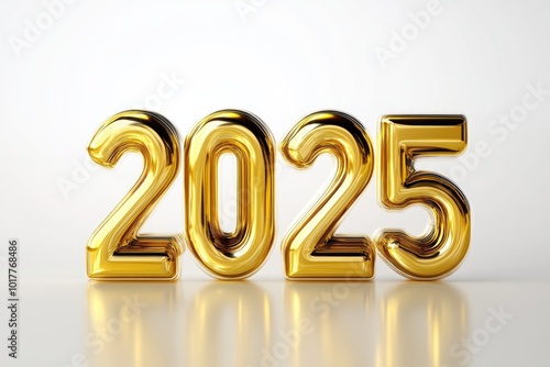 Stylish Golden Balloon Letters for New Year 2025