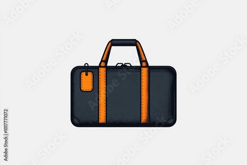 Minimalist of a duffel bag luggage tag and airplane icon symbolizing the travel and transportation concept  This simple graphic design can be used for various purposes related to tourism adventure photo