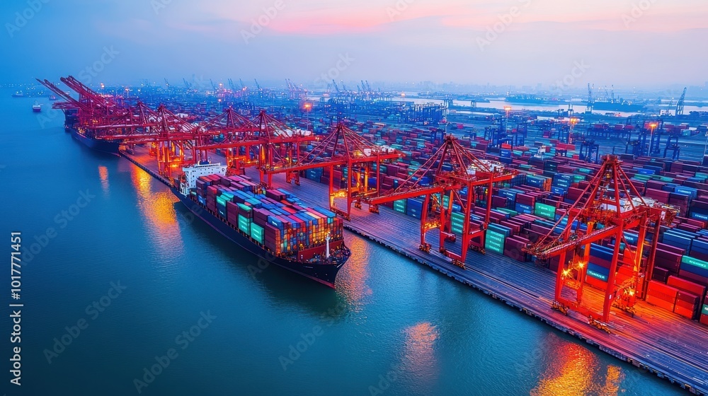The Busy Shipping Container Port The Busy Shipping Container Port