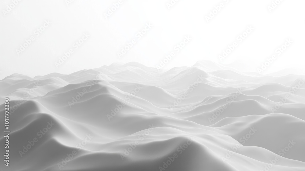 Fototapeta premium A white and grey landscape with a few small hills