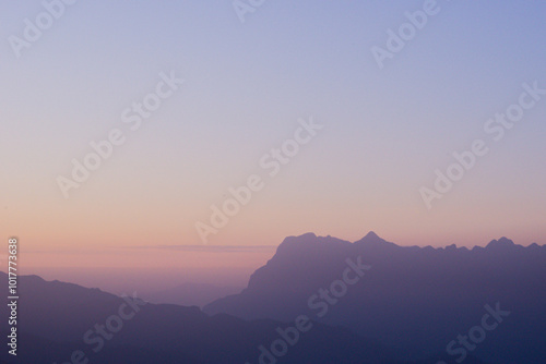 landscape and sky background concept, nature of north Thailand, fog-laden valleys.