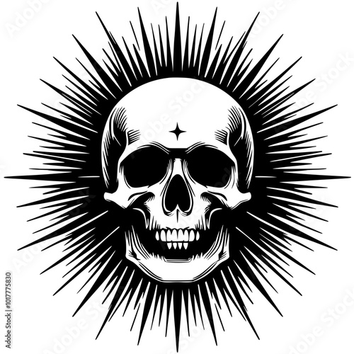 Skull in the sun illustration